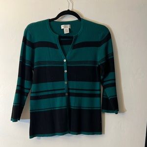 NWOT green and black striped cardigan
